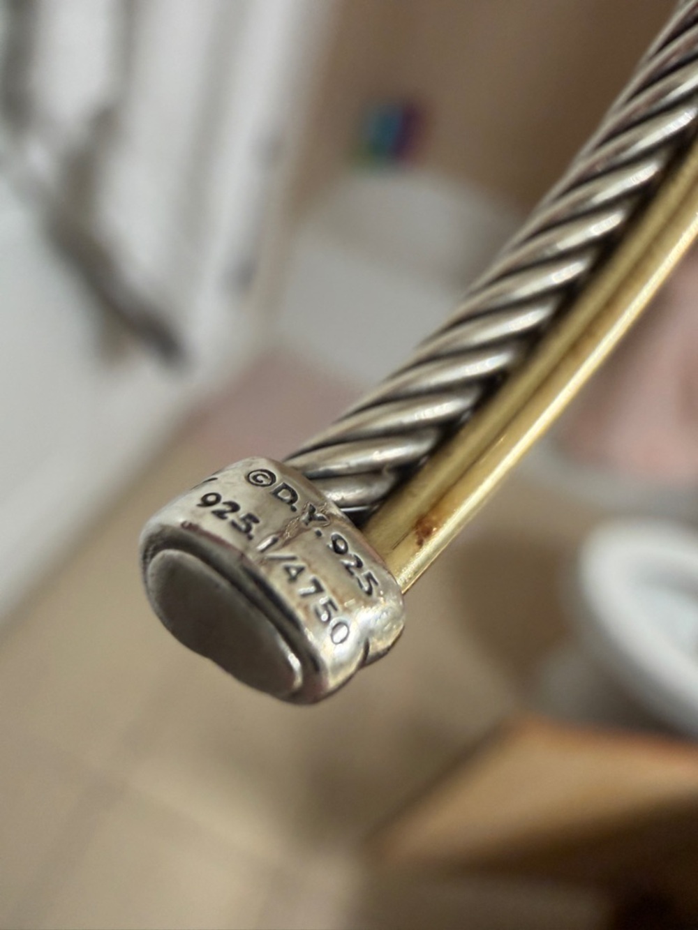 David Yurman Two-Tone Cable Bracelet in Gold and Silver - Picture 8 of 8
